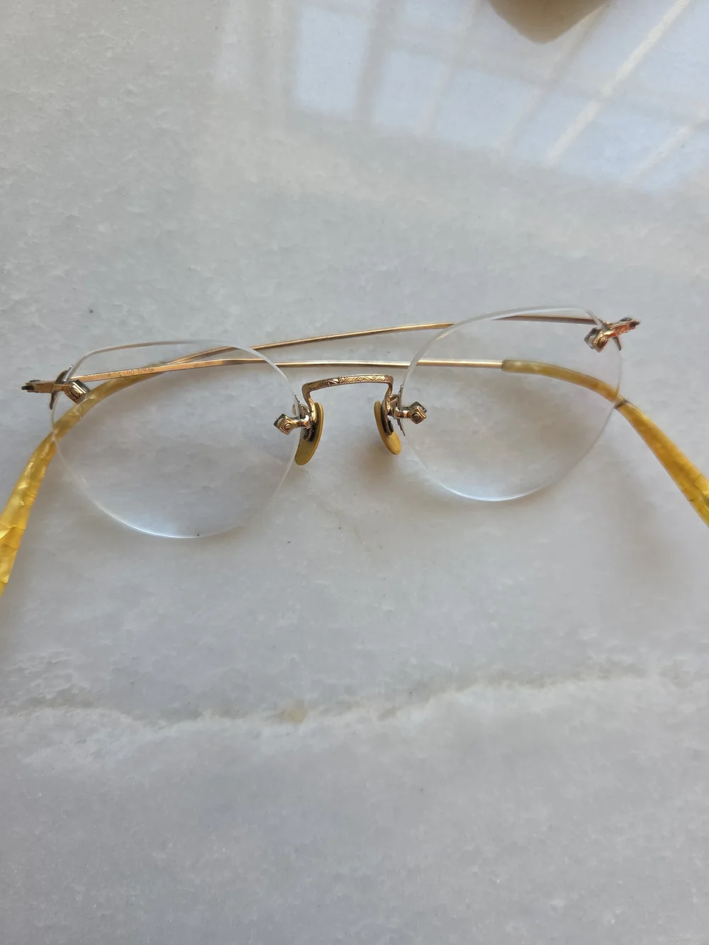 Vtg American Optical Kids 1/10 12K GF Rimless Kids Eyeglasses AO Mid-Century ⬇️